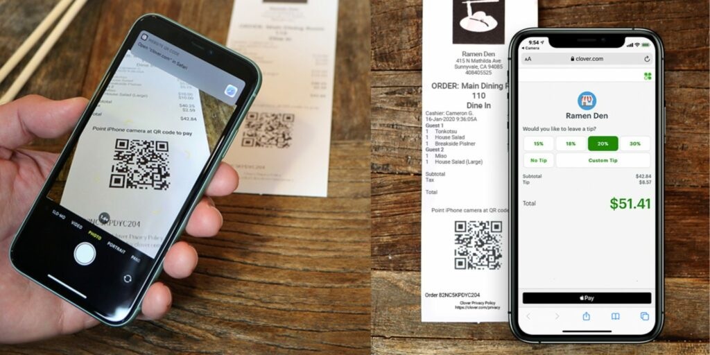 SnapnPay QR code payment at restaurant